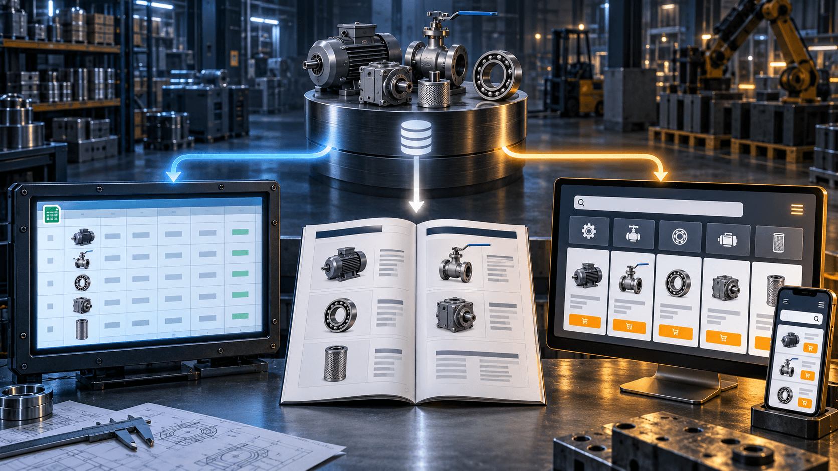 B2B-компания выбирает между таблицей с прайс-листом, PDF-каталогом и онлайн-каталогом с поиском и карточками товаров